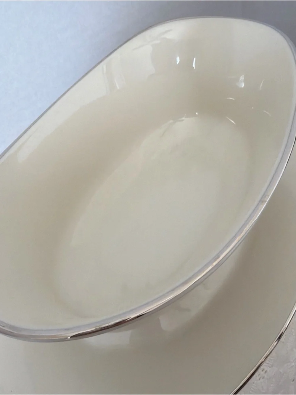 Vintage Lenox Maywood Gravy Boat with Underplate Ivory Gold Trim Made in‎ USA